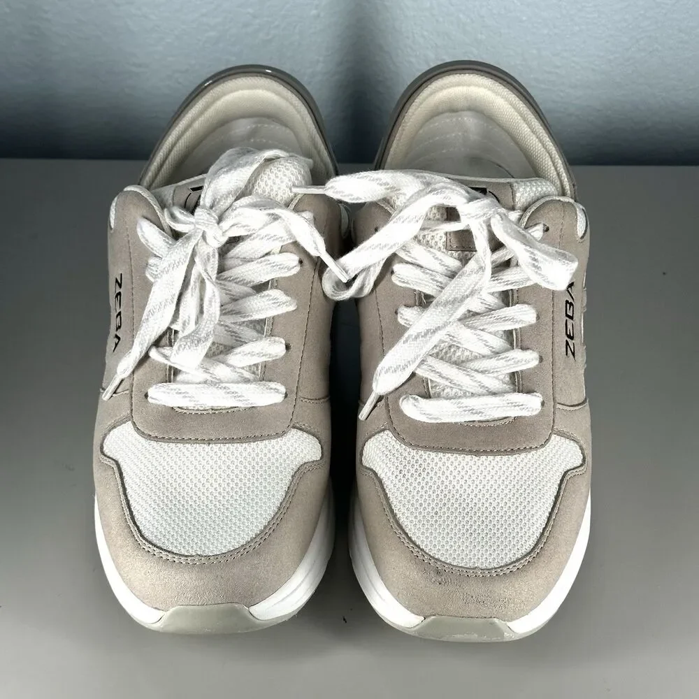 Zeba Shoes Women's Size  9.5 White Sand Hands Free Lace Up Sneakers - Picture 3 of 16